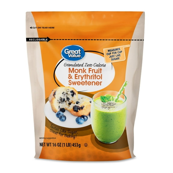 Great Value Monk Fruit & Erythritol Zero Calorie Sweetener 16 oz