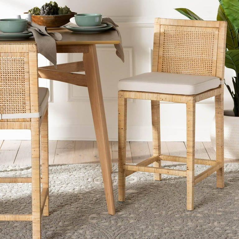 Wood and rattan bar stools discount