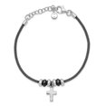 thumbnail image 2 of Sterling Silver Rhodium-Plated and Ruthenium-Plated Cross Bracelet with 1" Extension, 2 of 4