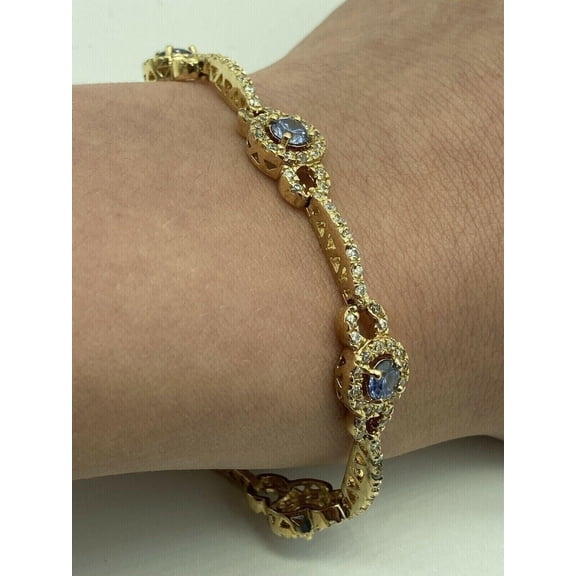 10Ct Round Cut Lab-Created Tanzanite Tennis Bracelet 14K Yellow Gold Plated