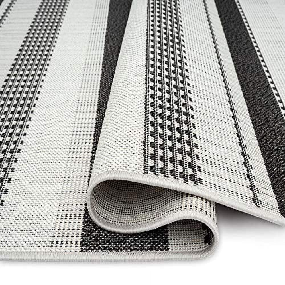 Home Dynamix Tripoli Mateo Modern Striped Indoor/Outdoor Area Rug, Charcoal/Cream, 7'10"x10'2"