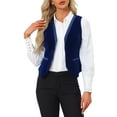 thumbnail image 1 of Chaleco de terciopelo INSPIRE CHIC para mujer, blusa sin mangas retro estilo steampunk, chaleco elegante S azul oscuro, 1 of 6