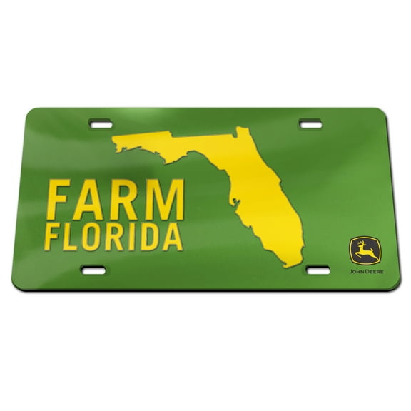 John Deere Officially Licensed WinCraft State Pride License Plate, Farm Florida