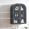 thumbnail image 5 of Arched Bathroom Wall Cabinet Over The Toilet Storage Cabinet, 23.6"x31.5" Wood Medicine Cabinet Wall Mounted with Glass Doors & Adjustable Shelf, Floating Wall Cabinet for Bathroom, Laundry, Black, 5 of 14