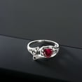 thumbnail image 4 of Gem Stone King 925 Sterling Silver Heart Shape Red Created Ruby and Black Diamond MOM Ring for Women (0.97 Cttw, Available in Size 5, 6, 7, 8, 9), 4 of 4