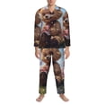 thumbnail image 3 of Picia Romantic Floral Bear Pattern Men’s Long-Sleeve Sleepwear Set - Soft 2-Piece Loungewear with Pockets, Comfy PJs for Relaxing Nights-Medium, 3 of 7