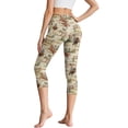 thumbnail image 2 of HELLHERO Hibiscus Flowers Printed Yoga Leggings for Women Tummy Control Capri Leggings Athletic Yoga Pants with Pockets, XL, 2 of 7