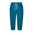 thumbnail image 7 of Fnooota Cotton Linen Capri Pants for Men, Casual Summer Relaxed Fit Elastic Waist Mens Capris Blue Size 2XL, 7 of 7