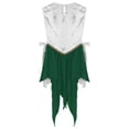 thumbnail image 4 of TiaoBug Womens Color Block Praise Lyrical Dance Dress Tunic Sides Split Irregular Liturgical Dancewear Green S, 4 of 5