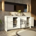 thumbnail image 4 of Lafarre 72 in W x 20 in D White Double Bath Vanity, Cultured Marble Top and Gun Metal Faucet Set, 4 of 9