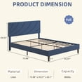 thumbnail image 2 of 4 EVER WINNER Full Size Bed Frame with Adjustable Headboard, Full Bed Frame with Linen Fabric Upholstered, Strong Wooden Slats, No Box Spring Needed, Noise Free, Easy Assembly, Blue, 2 of 5