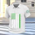 thumbnail image 4 of IWRICH Men's St. Patrick's Day Plus Size Polo Shirts Waffle Shamrock Short Sleeve Tees Casual Slim Fit Holiday Tops White XL, 4 of 5