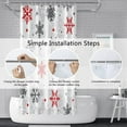 thumbnail image 4 of Christmas Shower Curtain for Bathroom 72x72inches Snowflakes Shower Curtain Set with Hooks Red Grey Snow Flowers X-mas Waterproof Fabric Shower Curtain, 4 of 6
