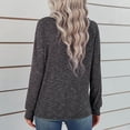 thumbnail image 4 of Mujer Prendas de Punto Solapa Jersey Manga Larga Suéter de Punto Otoño Invierno Ropa Exterior Casual Top Gris Oscuro XL, 4 of 6
