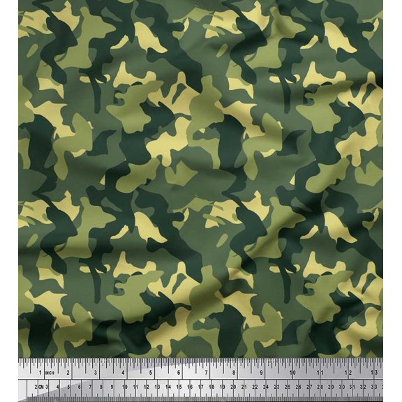 Soimoi Rayon Crepe Fabric Two Tone Camouflage Decor Fabric Printed Yard 46 Inch Wide