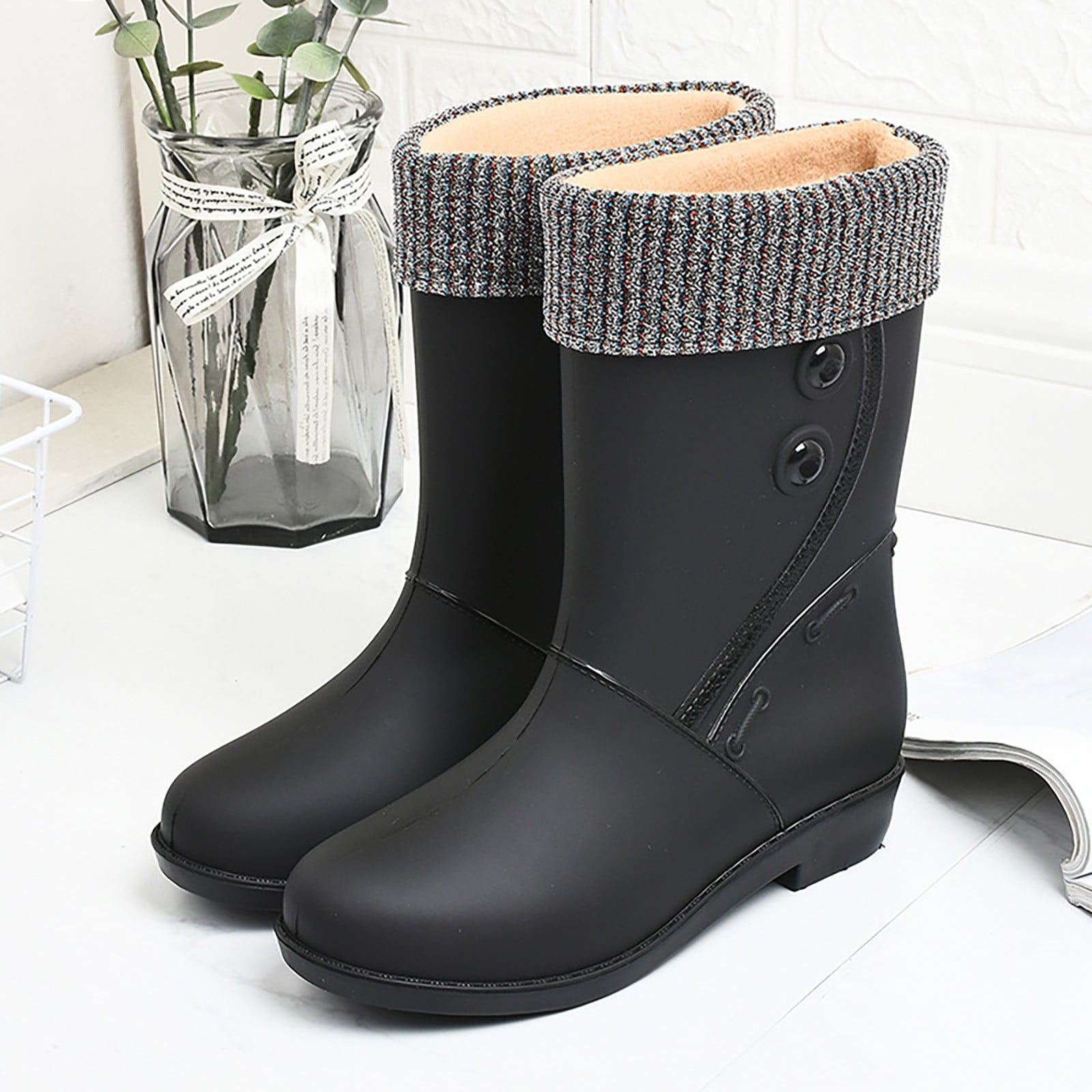 Women's Rain Shoes Comfortable Light Ankle Rain Boots Outdoor Frosted Footwear for All Weather Situations