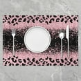 thumbnail image 2 of Pink Black Leopard Glitter Placemats Set of 4 Ombre Pink (Not Glitter) Table Place Mats Silver Fashion Placemat for Kitchen Dining Table 18"x12" Glam Glitter Art Prints Indoor Outdoor Decor Table Mats, 2 of 4