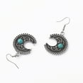thumbnail image 5 of Eosunjian 1 Pair Women Dangle Earrings Ethnic Crescent Shape Retro Bohemian Style Faux Turquoise Stainless Alloy Ear Decoration Jewelry Long Hanging Earrings Blue, 5 of 9