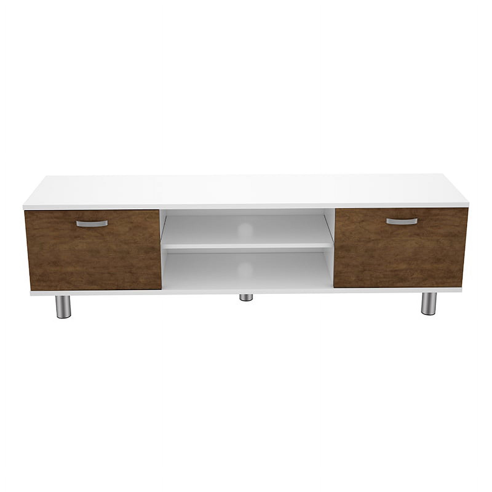 FS1500MAHW-A TV Stand for TVs 32”, 37”, 39”, 40”, 42”, 46”, 47”, 50”, 52”, 55”, 58”, 60”, 65”, White Finish, plus Walnut Finish Doors, Includes Cable Management. - image 2 of 3