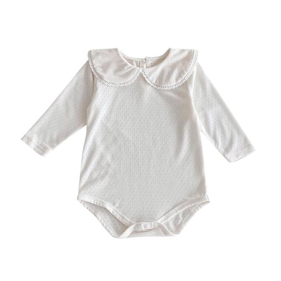 Posijego Baby Girls Long Sleeve Bodysuits Toddler Infant Girls Collared Rompers Cotton Fall Clothes 0-24 Months