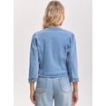 thumbnail image 4 of DARING DIVA Women's Collarless Cardigan 3/4 Sleeve Jean Jacket S Light Blue, 4 of 7