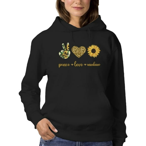 Cute Design Peace Love Sunshine Women Hoodie, Female XX-Large