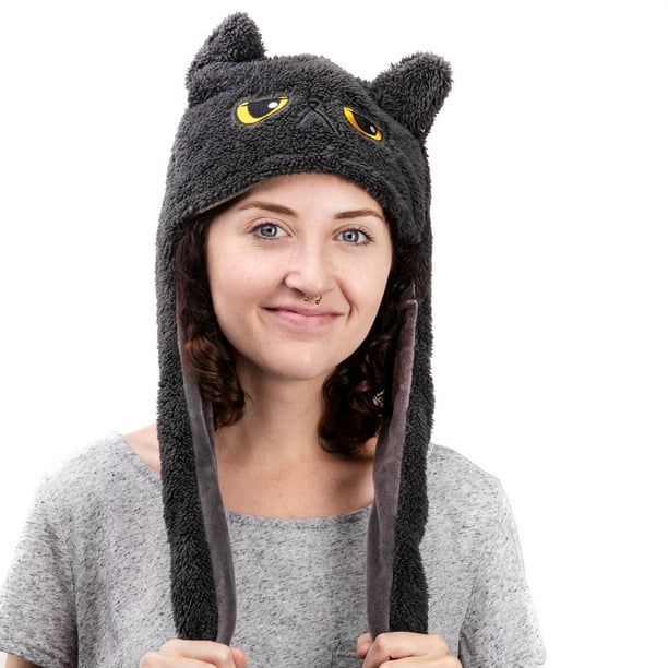Smoko Animated Grumpy Cat Beanie Gray Hoodie With Moving Ears Plush Winter Costume Walmart Com Walmart Com