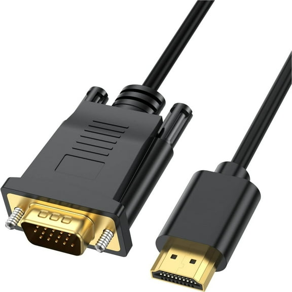 HDMI to VGA Cable, Gold-Plated HDMI to VGA Cable (Male to Male) 1080P Compatible for Raspberry Pi, Roku, Computer, Laptop, Projector, HDTV
