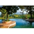 thumbnail image 2 of Jaynes Gallery 14x11 Black Ornate Wood Framed with Double Matting Museum Art Print Titled - Indonesia-Java Landscape with pool and rice terraces at resort, 2 of 4
