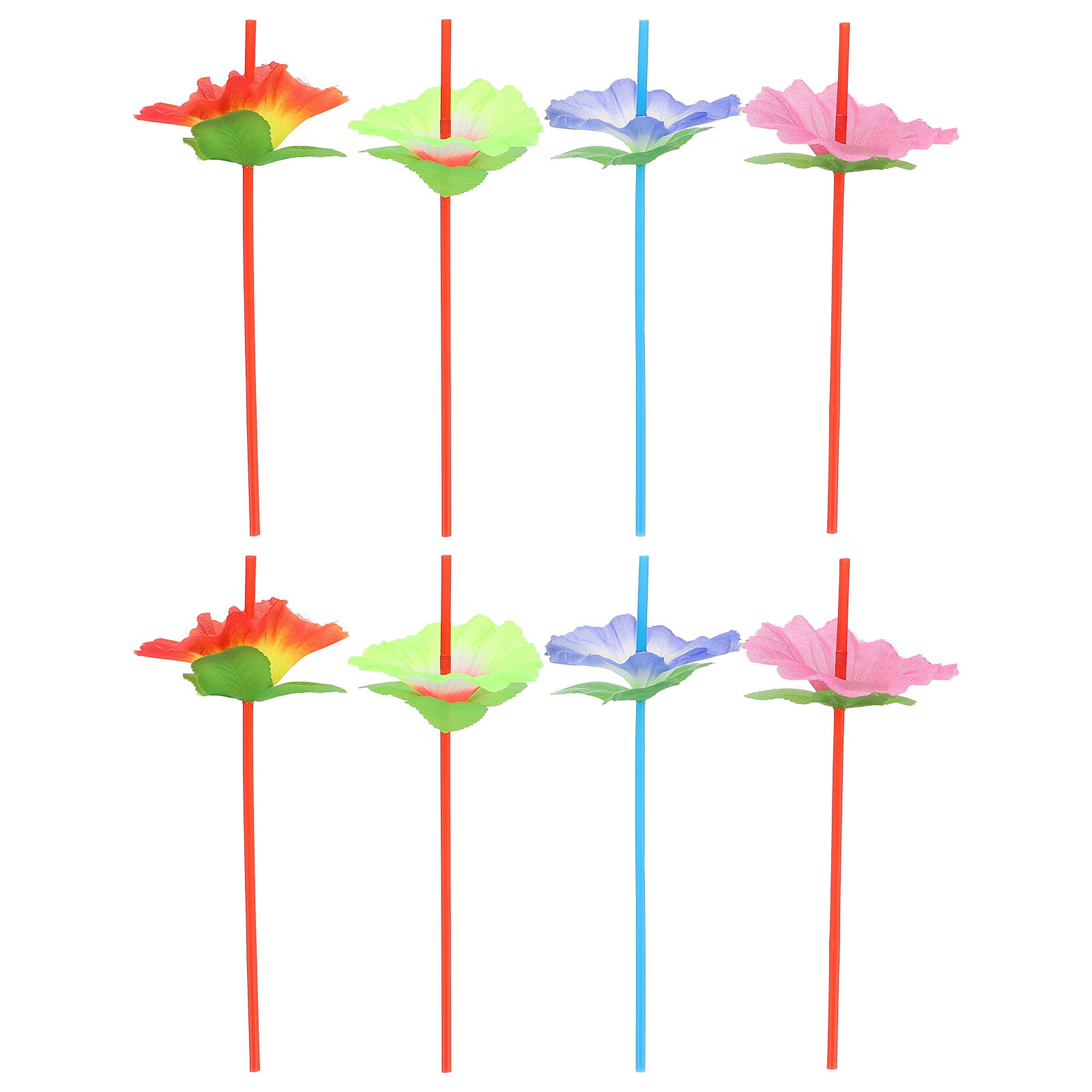 Handmade 6Pcs/set Creative Flower Glass Straw with Brush Colorful  Eco-friendly