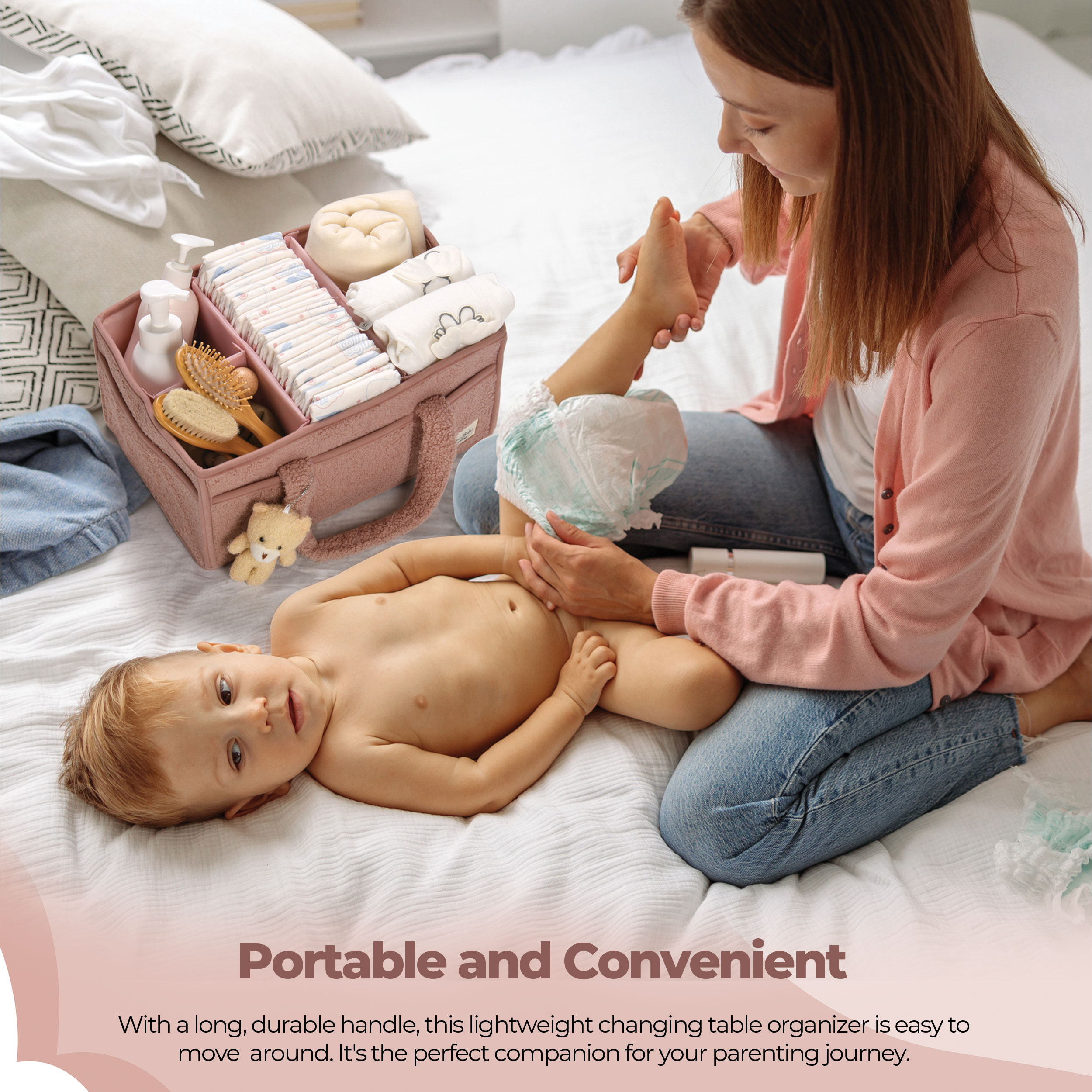 PeraBella Diaper Caddy Organizer with Changing Pad photo 6