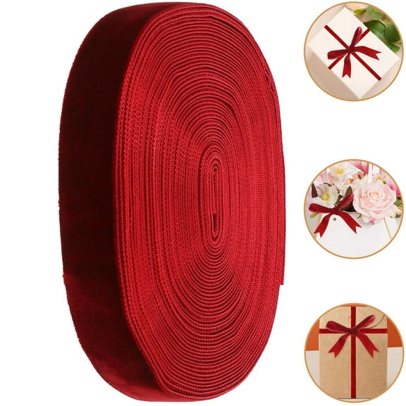 HOOWIFFY Multi-Function Dark Red Velvet Ribbon for Wrapping, Decorative Present Bow, Craft Supplies