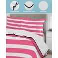 thumbnail image 4 of Pink Striped Twin Size Down Alternative Comforter, Lightweight Comforter Quilt Bedding Set with Pillow Shams Modern Simple Monochrome Geometric White All Seasons Bed Comforter Duvet Insert 68"x86", 4 of 7