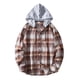 thumbnail image 1 of Camisas De Lino Para Hombre Camisa informal de otoño e invierno para hombre, camisa de manga larga con cuello encapuchado y estampado a cuadros, blusa (Rose Gold, M), 1 of 7
