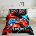 thumbnail image 2 of Manfei Teens Video Game Full Size Comforter Sets,Console Game Lover Bedding Comforter Set,Gradient Red Blue Bedding Sets For Kids,Microfiber Bedroom Decor Reversible,3-Piece, 2 of 8