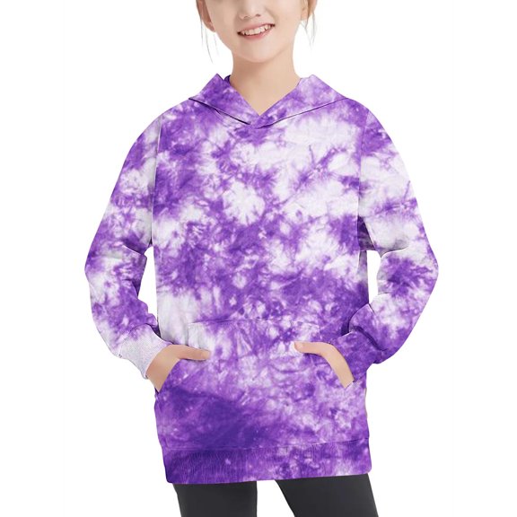 Xqxayjr Hoodies For Teen Girls Boys Lightweight Long Sleeve Tie Dye Sweater Graphic Hooded Pullover Tops Sweaters with Pocket Fashion Clothes for 4-14T Kids