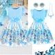 thumbnail image 2 of Vestido informal con estampado de flores para niña, ropa elegante de verano, estilo coreano, manga voladora con lazo, para uso diario, 2 of 5