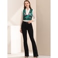 thumbnail image 3 of INSPIRE CHIC Traje De Navidad Para Mujer Chaleco De Satén Con Cierre De Botón Y Estampado Floral Verde oscuro L, 3 of 6