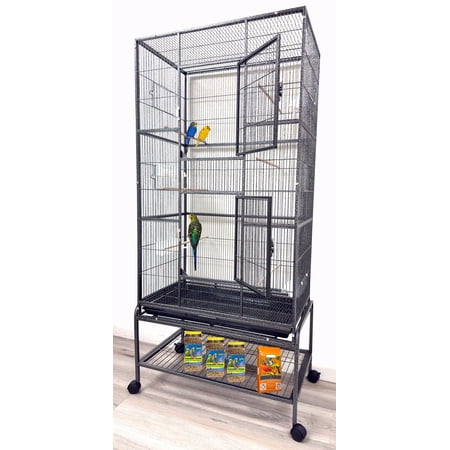 Tall X-Large Metal Bird Parrot Flight Breeding Breeder Cage Side Nest Box Doors with Detachable Stand for Aviary Budgie Canary Finches Lovebirds