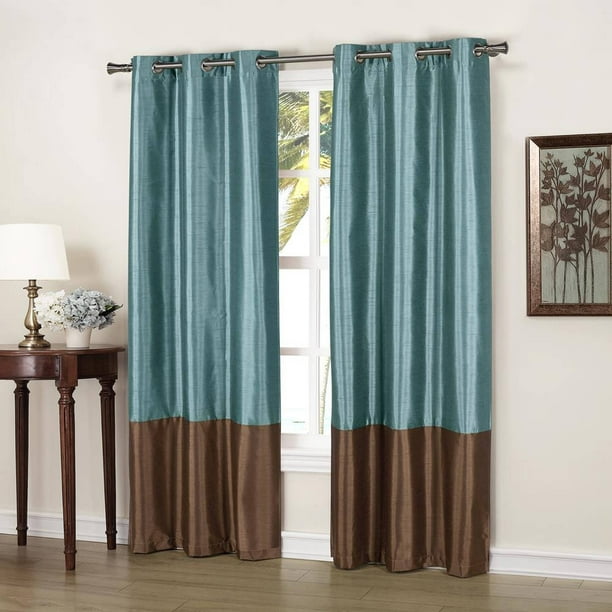 Bridgette 38 In W X 84 In L Polyester Window Panel In Blue Chocolate 2 Pieces Walmart Com Walmart Com
