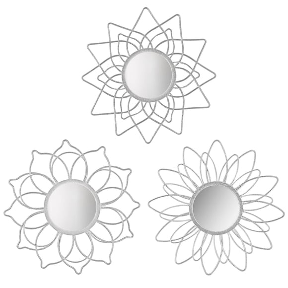 Espejos de pared Manortang de metal con forma de flor, 23 cm, set de 3