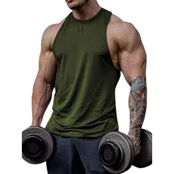 Langwyqu Sleeveless Solid Color Men Sport Muscle Sport Tank Tops