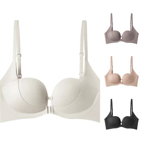 XFeng Women Embossed Letter Wireless Push Up Bra Wide Strap Seamless Bra