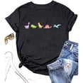 thumbnail image 2 of Lkhaha Women's T-Shirts Basic Tops Summer Letter Print Fashionable Colored Short Sleeved Plus Size Outfits Black L, 2 of 3