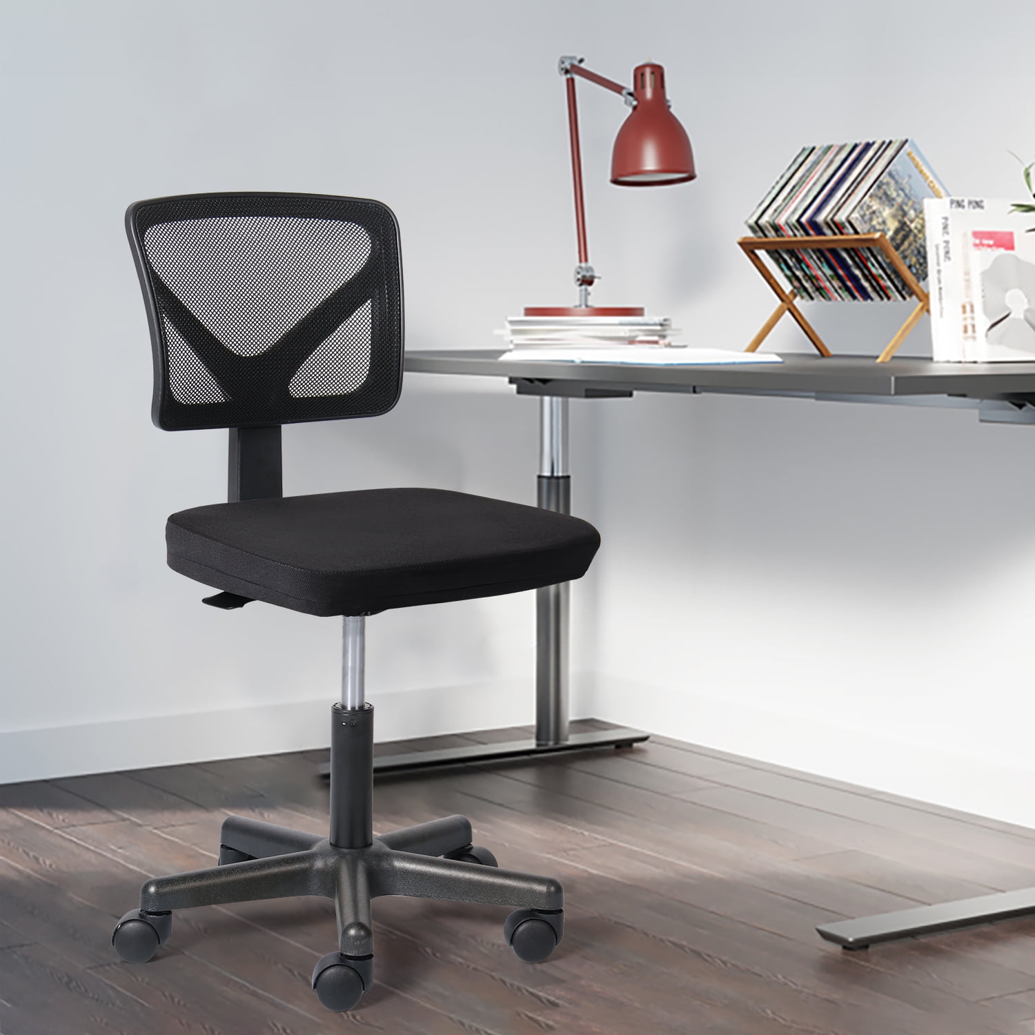 Armless Office Desk Chair Low-Back Mesh Computer Task Chair with Swivel