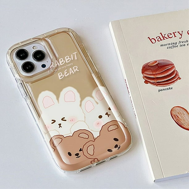 Funda de teléfono a prueba de golpes para iPhone, carcasa a prueba de golpes para iPhone 11, 14 Pro Max, 7, 8 Plus, 12, 13, XR, X, XS, SE 2022, 6S, lindo oso, conejo Fivean LED