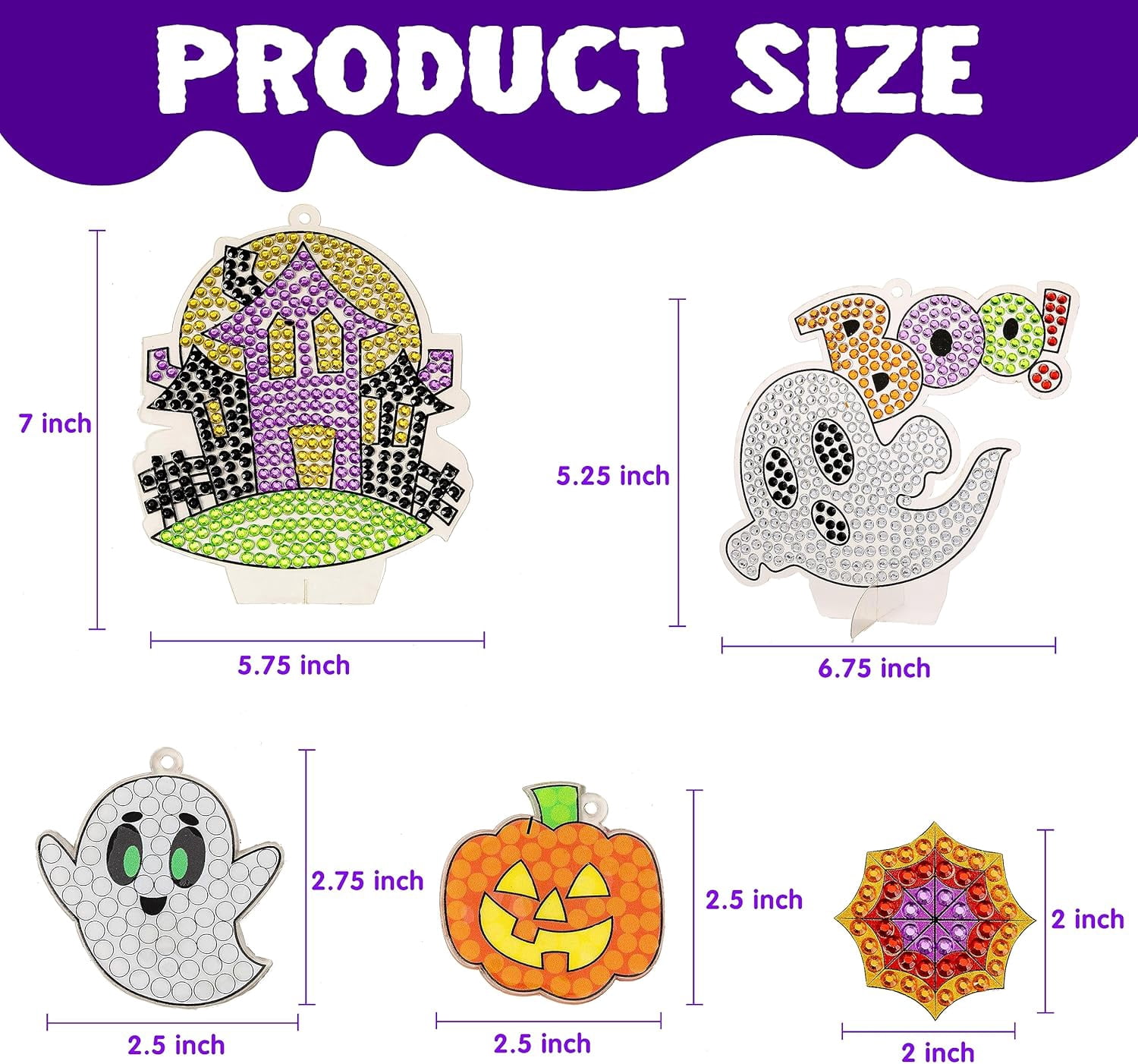 Joyfy Halloween Crafts for Kids,Gem Art Kit Diamond Painting Kit with Stickers,Suncatchers,and Keychains,Halloween Party Supplies Halloween Arts and Crafts