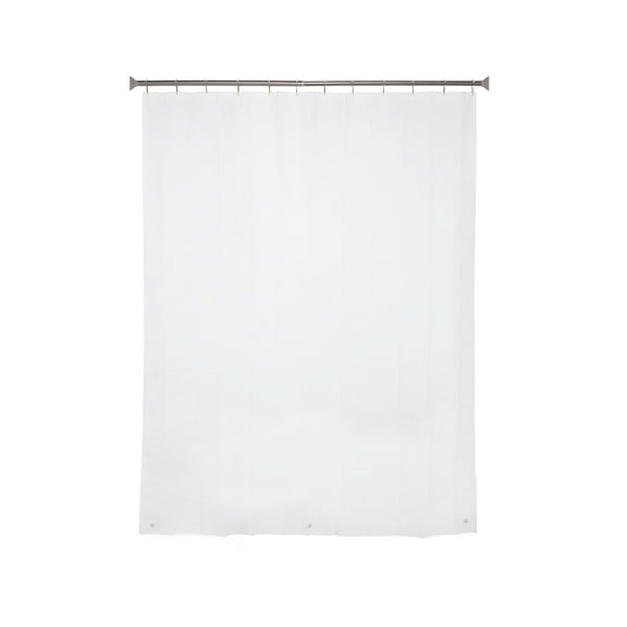 Kenney Medium Weight PEVA Shower Curtain Liner and Beaded Roller Ring Set, 70" W x 72" H, White