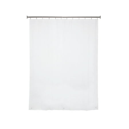 Kenney Medium Weight PEVA Shower Curtain Liner and Beaded Roller Ring Set, 70" W x 72" H, White