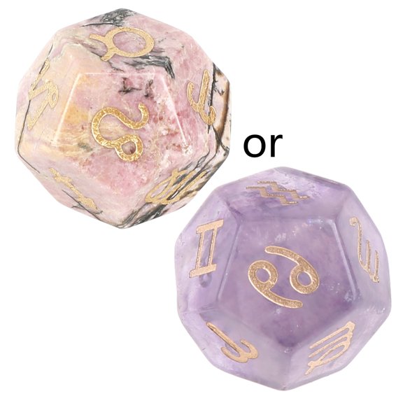 Natural Crystal 12-Sided Entertainment Game Dices Astrology Signs Dice